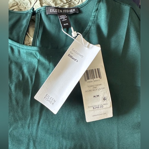 NWT EILEEN FISHER Stretch Silk Charmeuse Round Neck Top - Picture 8 of 10